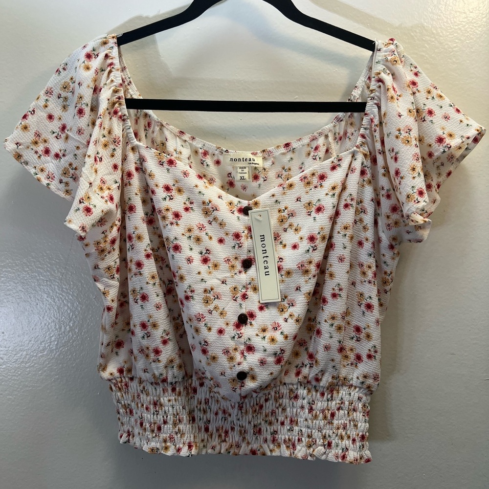 Floral White Shirt (Size XL)